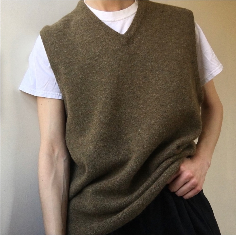 vintage olive wool sweater vest